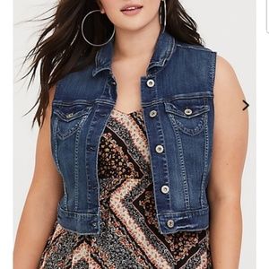 Torrid cropped denim vest